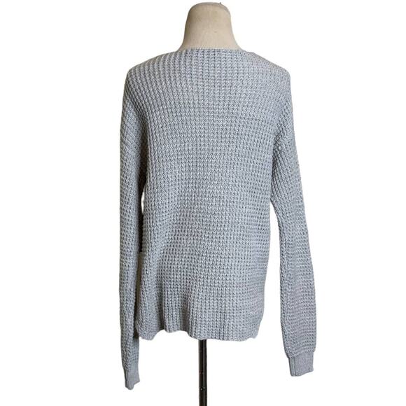 Black Tape gray honeycomb knit v neck long sleeves sweater size Small - Picture 3 of 11